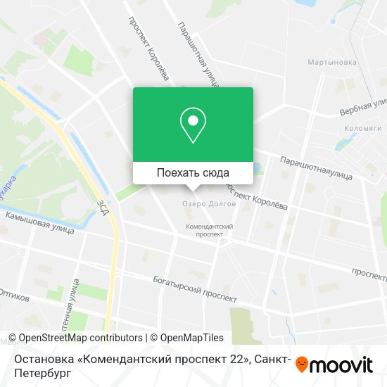 Карта Остановка «Комендантский проспект 22»