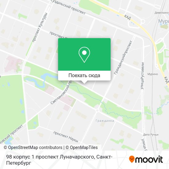 Карта 98 корпус 1 проспект Луначарского