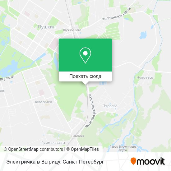 Карта Электричка в Вырицу