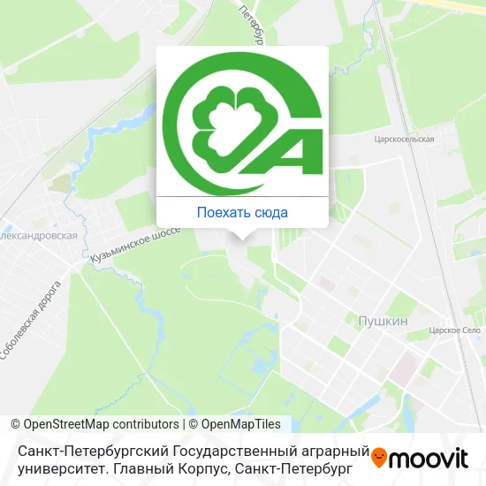 Карта Санкт-Петербургский Государственный аграрный университет.  Главный Корпус