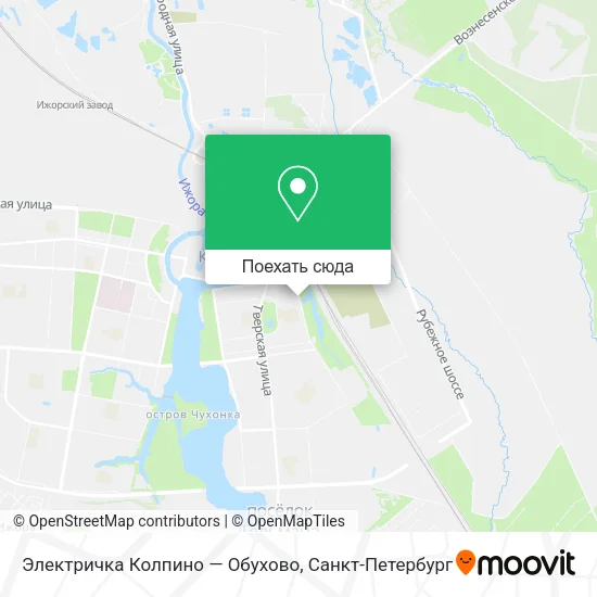 Карта Электричка Колпино — Обухово