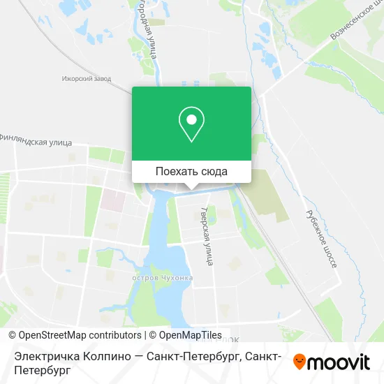 Карта Электричка Колпино — Санкт-Петербург