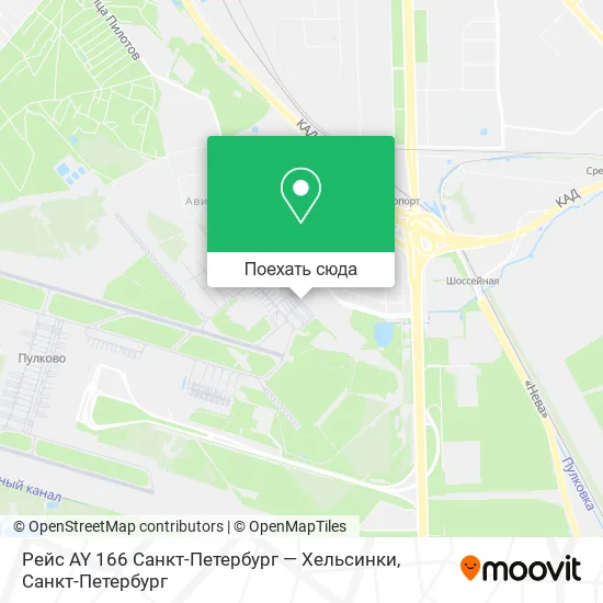 Карта Рейс AY 166 Санкт-Петербург — Хельсинки