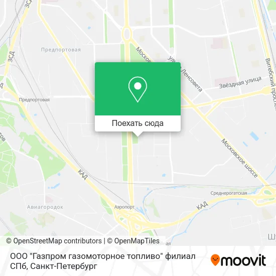 Карта ООО "Газпром газомоторное топливо" филиал СПб