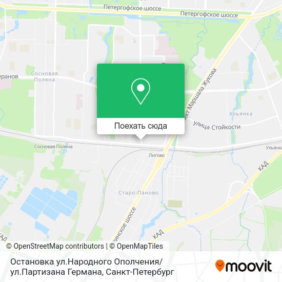 Карта Остановка ул.Народного Ополчения / ул.Партизана Германа