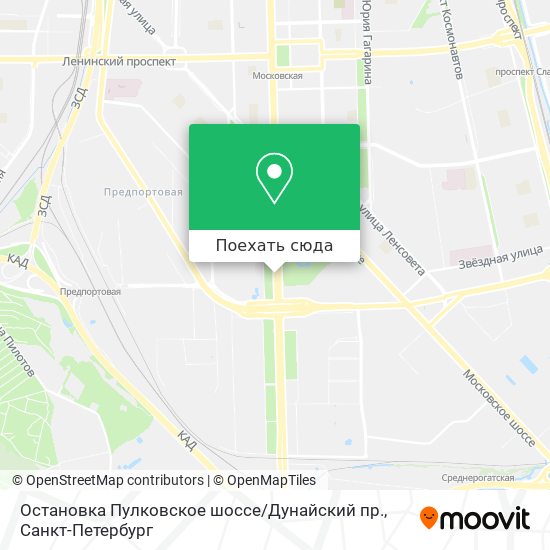 Карта Остановка Пулковское шоссе / Дунайский пр.
