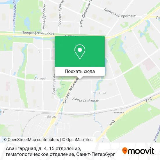 Карта Авангардная, д. 4, 15 отделение, гематологическое отделение