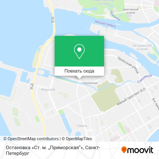 Карта Остановка «Ст. м. „Приморская“»