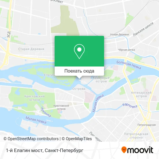 Карта 1-й Елагин мост