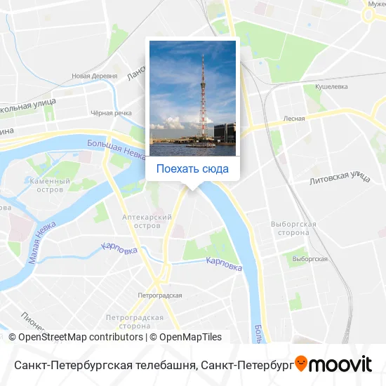 Карта Санкт-Петербургская телебашня