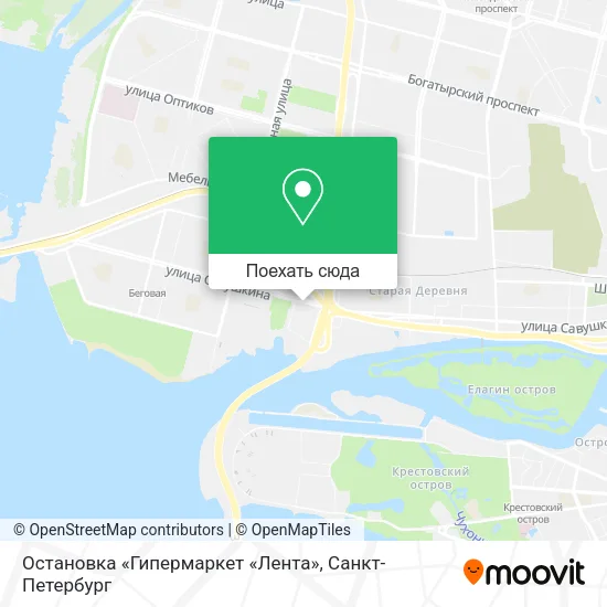 Карта Остановка «Гипермаркет «Лента»