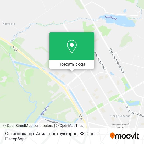 Карта Остановка пр. Авиаконструкторов, 38