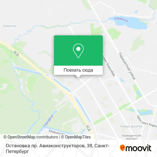 Карта Остановка пр. Авиаконструкторов, 38