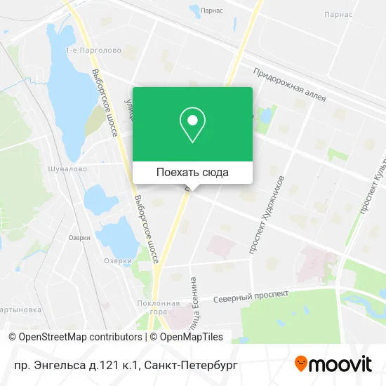 Карта пр. Энгельса д.121 к.1