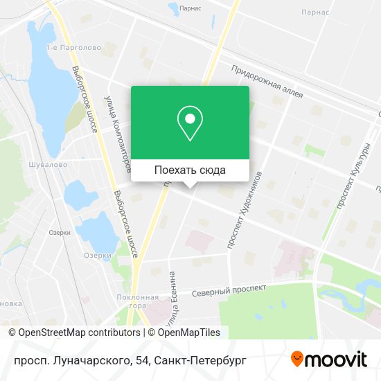 Карта просп. Луначарского, 54