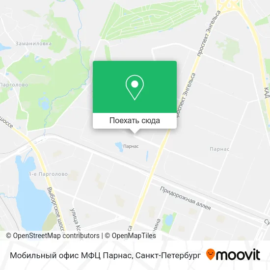 Карта Мобильный офис МФЦ Парнас