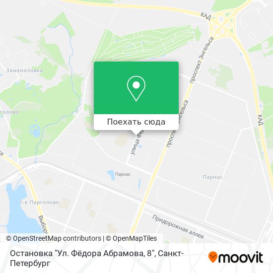 Карта Остановка "Ул. Фёдора Абрамова, 8"