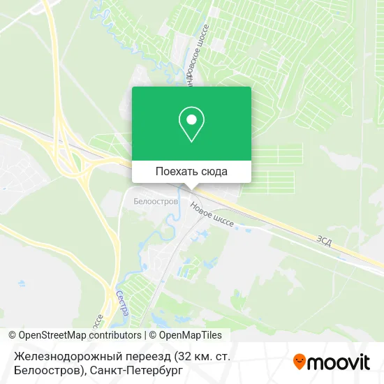 Карта Железнодорожный переезд (32 км. ст. Белоостров)