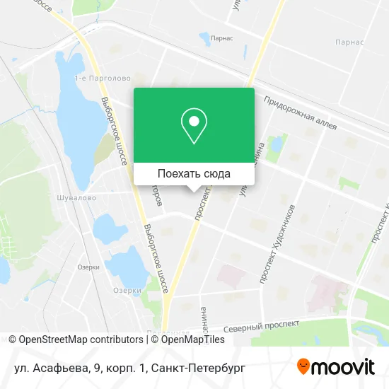 Карта ул. Асафьева, 9, корп. 1