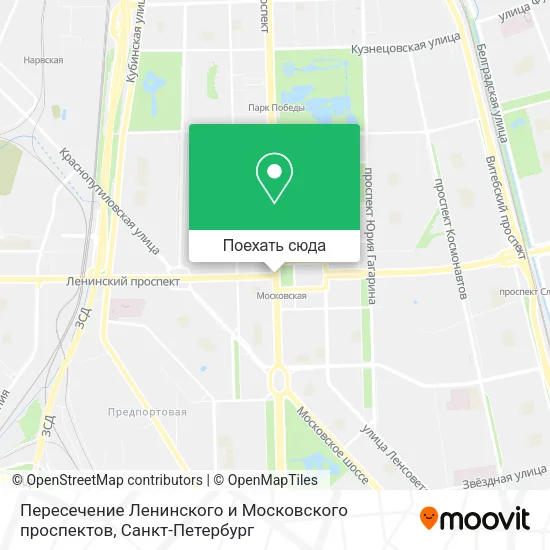 Карта Пересечение Ленинского и Московского проспектов