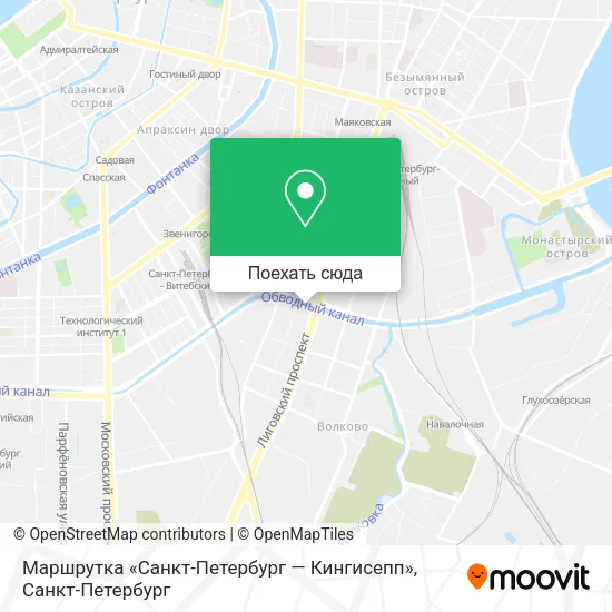 Карта Маршрутка «Санкт-Петербург — Кингисепп»