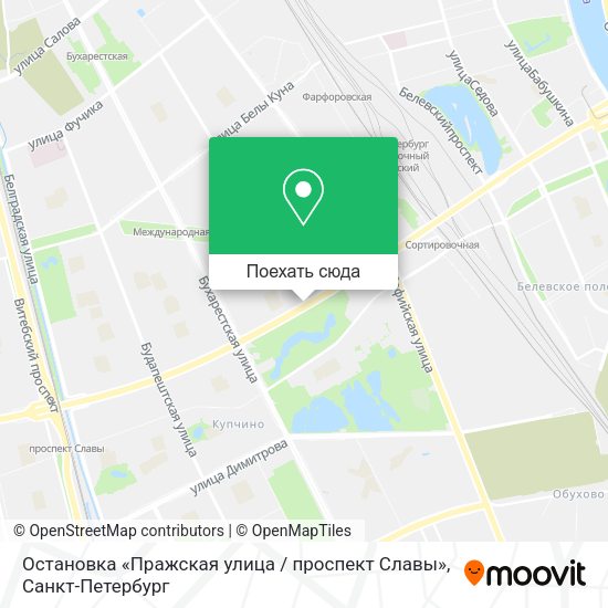 Карта Остановка «Пражская улица / проспект Славы»