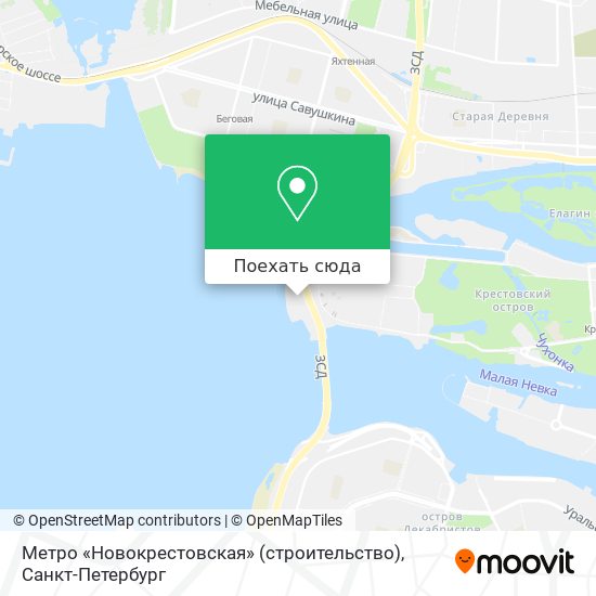 Карта Метро «Новокрестовская» (строительство)