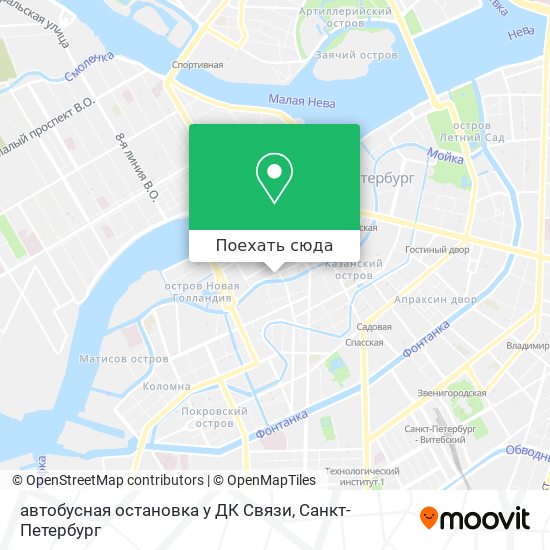 Карта автобусная остановка у ДК Связи