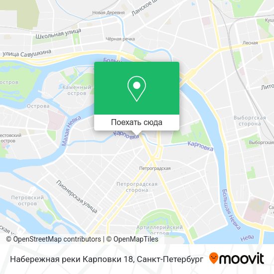 Карта Набережная реки Карповки 18