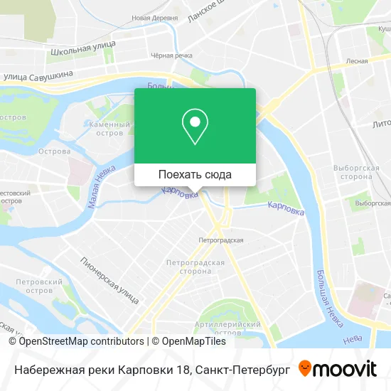 Карта Набережная реки Карповки 18