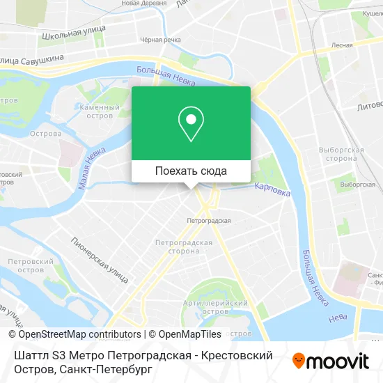 Карта Шаттл S3 Метро Петроградская - Крестовский Остров