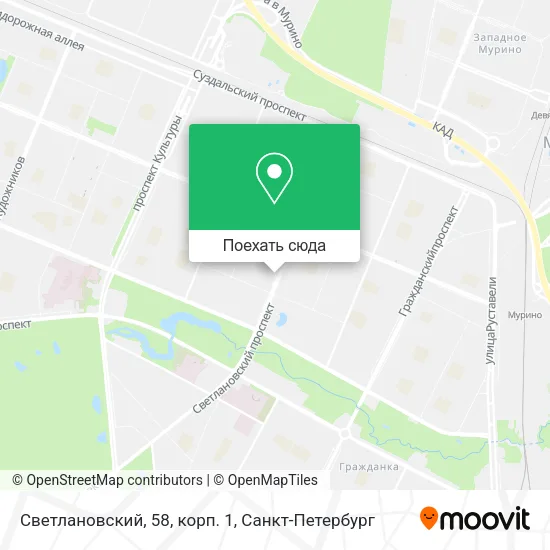Карта Светлановский, 58, корп. 1