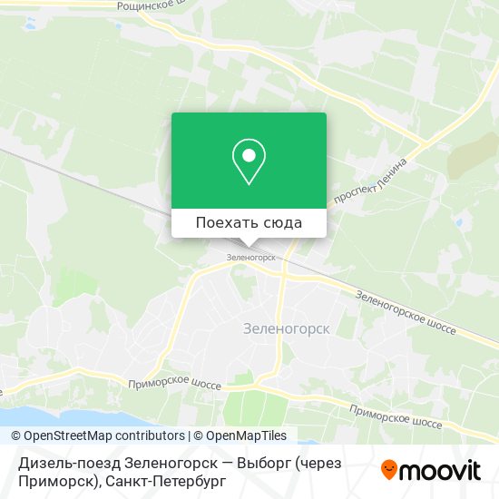 Карта Дизель-поезд Зеленогорск — Выборг (через Приморск)