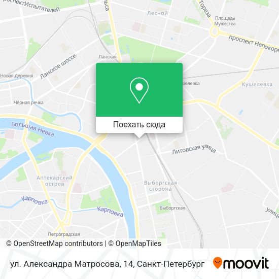 Карта ул. Александра Матросова, 14