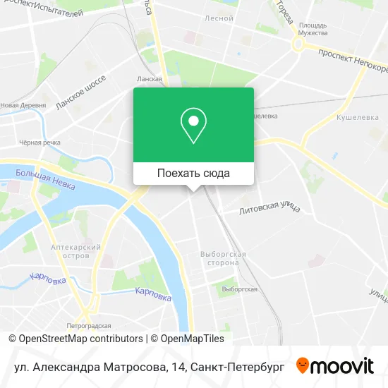 Карта ул. Александра Матросова, 14