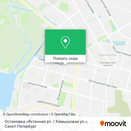 Карта Остановка «Яхтенная ул. / Камышовая ул.»