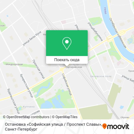 Карта Остановка «Софийская улица / Проспект Славы»