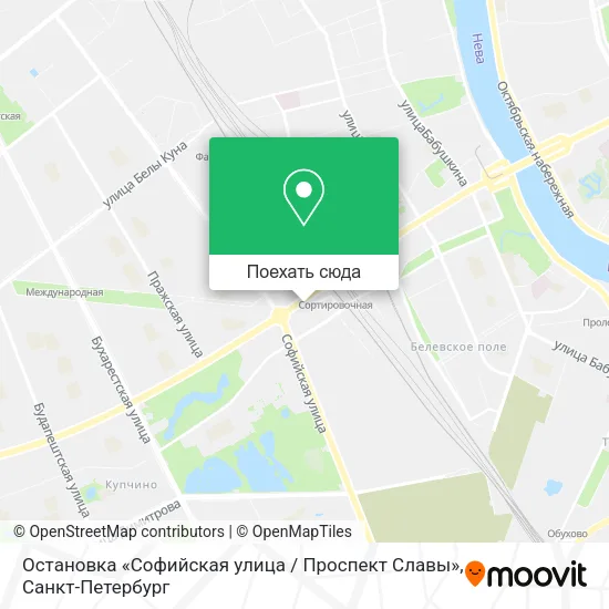 Карта Остановка «Софийская улица / Проспект Славы»