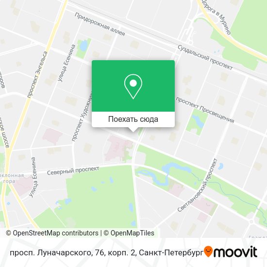 Карта просп. Луначарского, 76, корп. 2