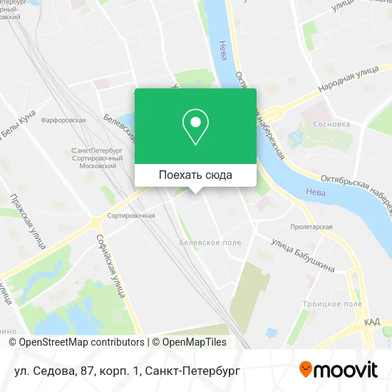 Карта ул. Седова, 87, корп. 1