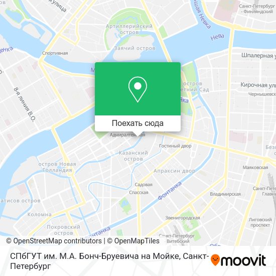 Карта СПбГУТ им. М.А. Бонч-Бруевича на Мойке