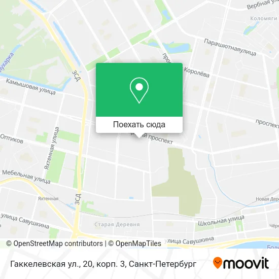 Карта Гаккелевская ул., 20, корп. 3