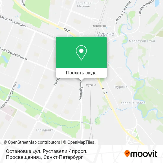 Карта Остановка «ул. Руставели / просп. Просвещения»