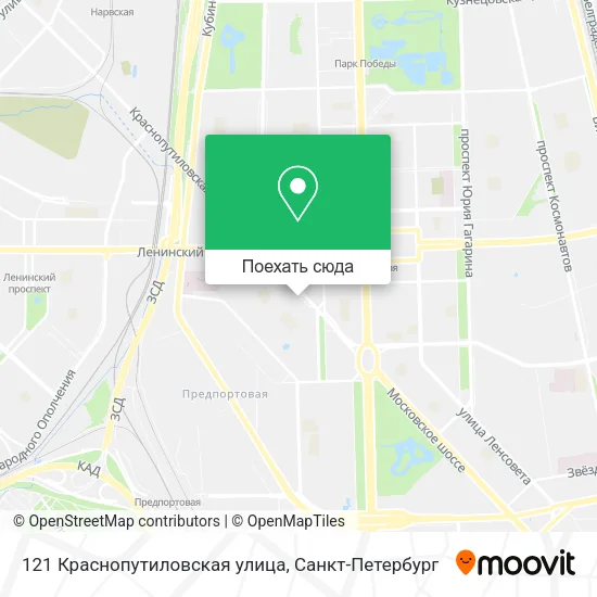 Карта 121 Краснопутиловская улица