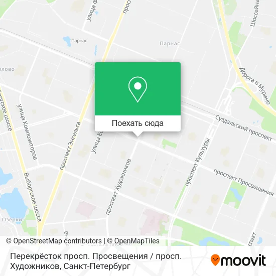 Карта Перекрёсток просп. Просвещения / просп. Художников