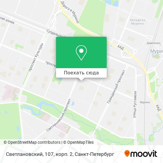 Карта Светлановский, 107, корп. 2