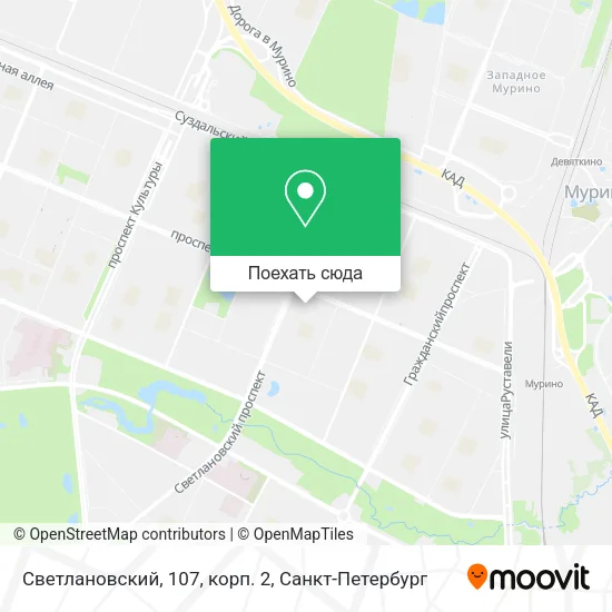 Карта Светлановский, 107, корп. 2