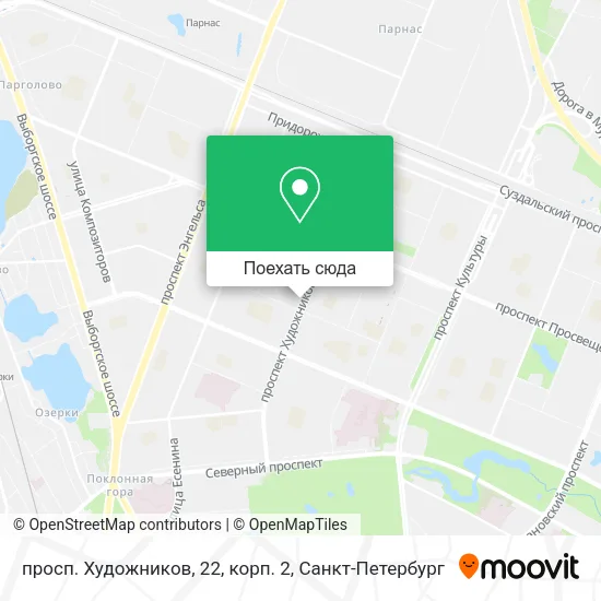 Карта просп. Художников, 22, корп. 2