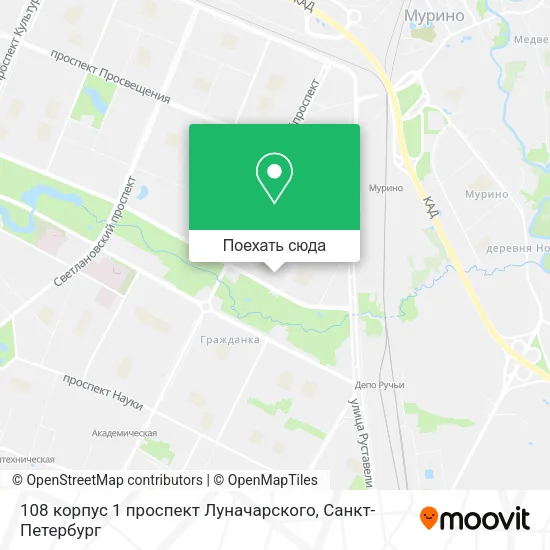 Карта 108 корпус 1 проспект Луначарского