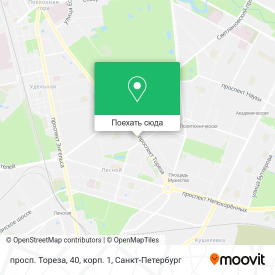 Карта просп. Тореза, 40, корп. 1